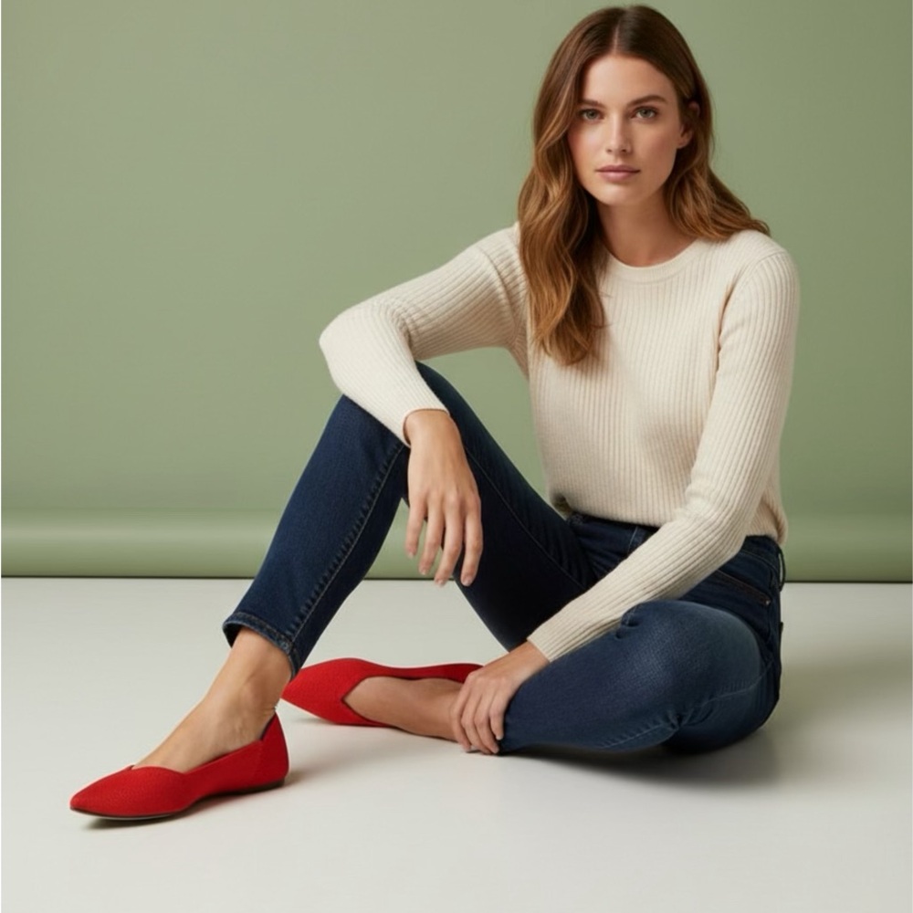 Rothy's The Point Flats in Lollipop Red